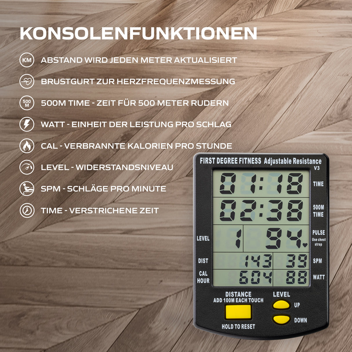 Fluid Rower Rudergerät Apollo Plus Esche