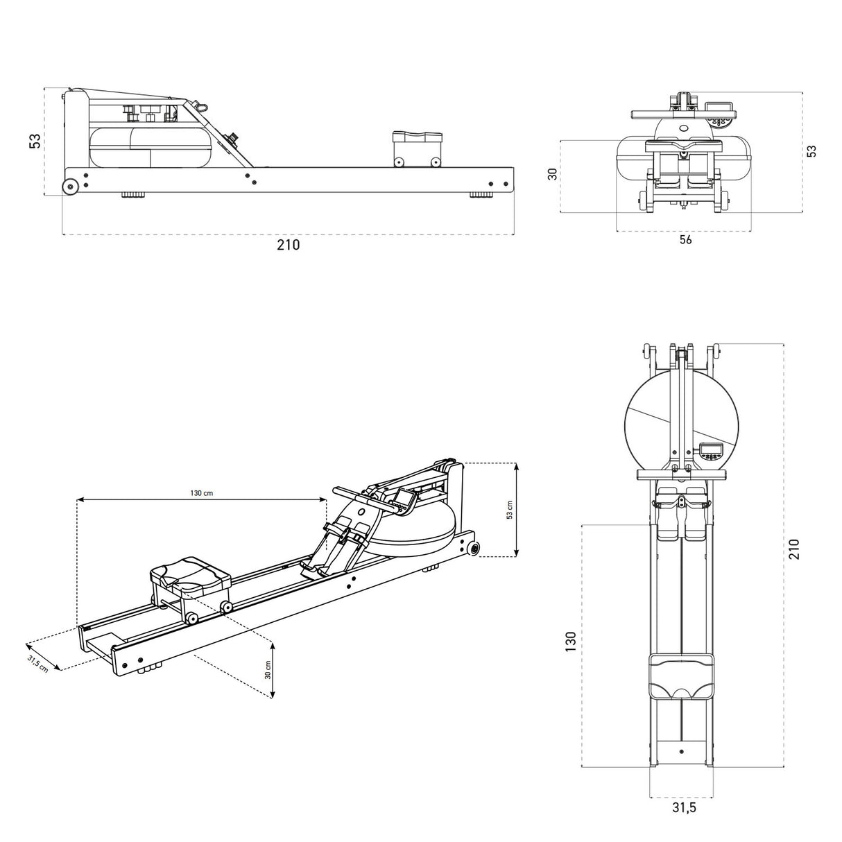 Waterrower Rudergerät Shadow/ Schwarz
