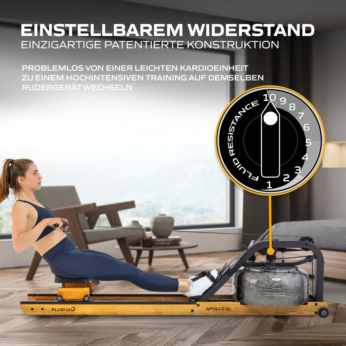 Fluid Rower Rudergerät Apollo XL Buche
