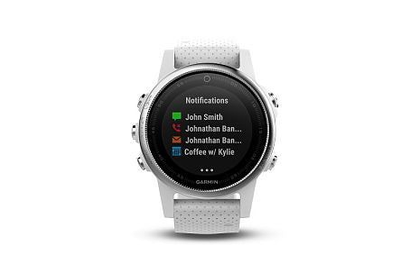Garmin Laufuhr Fenix 5S Saphir Silber/weißes Armband