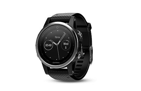 Garmin Laufuhr Fenix 5S Saphir Silber/schwarzes Armband