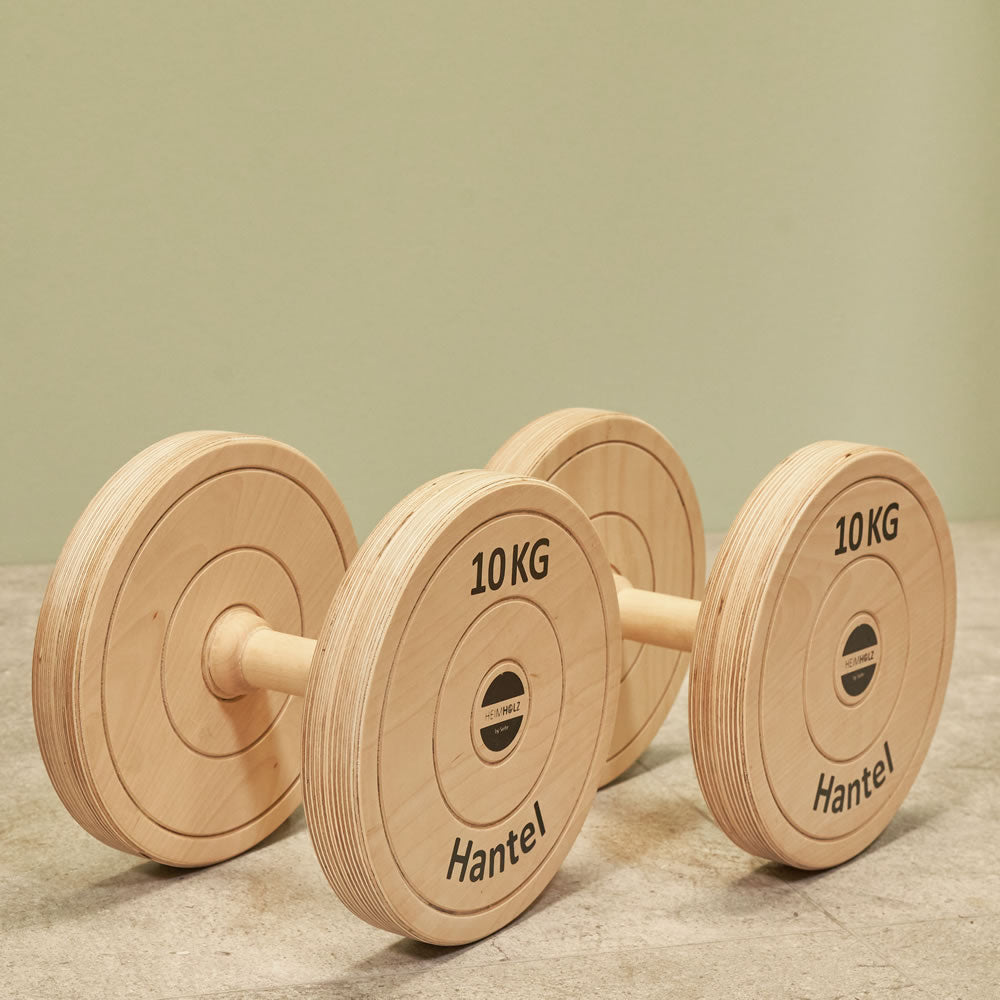 Heimholz Holz Hanteln-2x 10kg Birke
