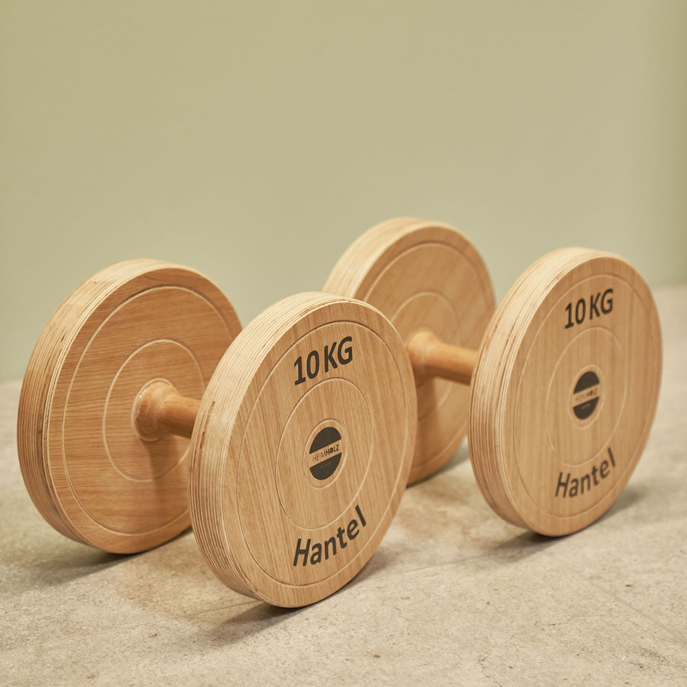 Heimholz Holz Hanteln 2x 10kg Eiche