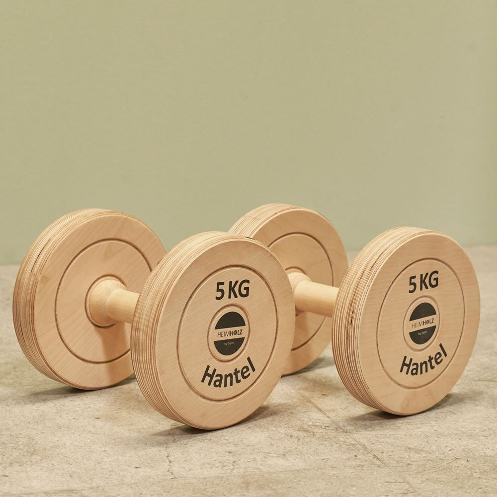 Heimholz Holz Hanteln 2x 5kg Birke