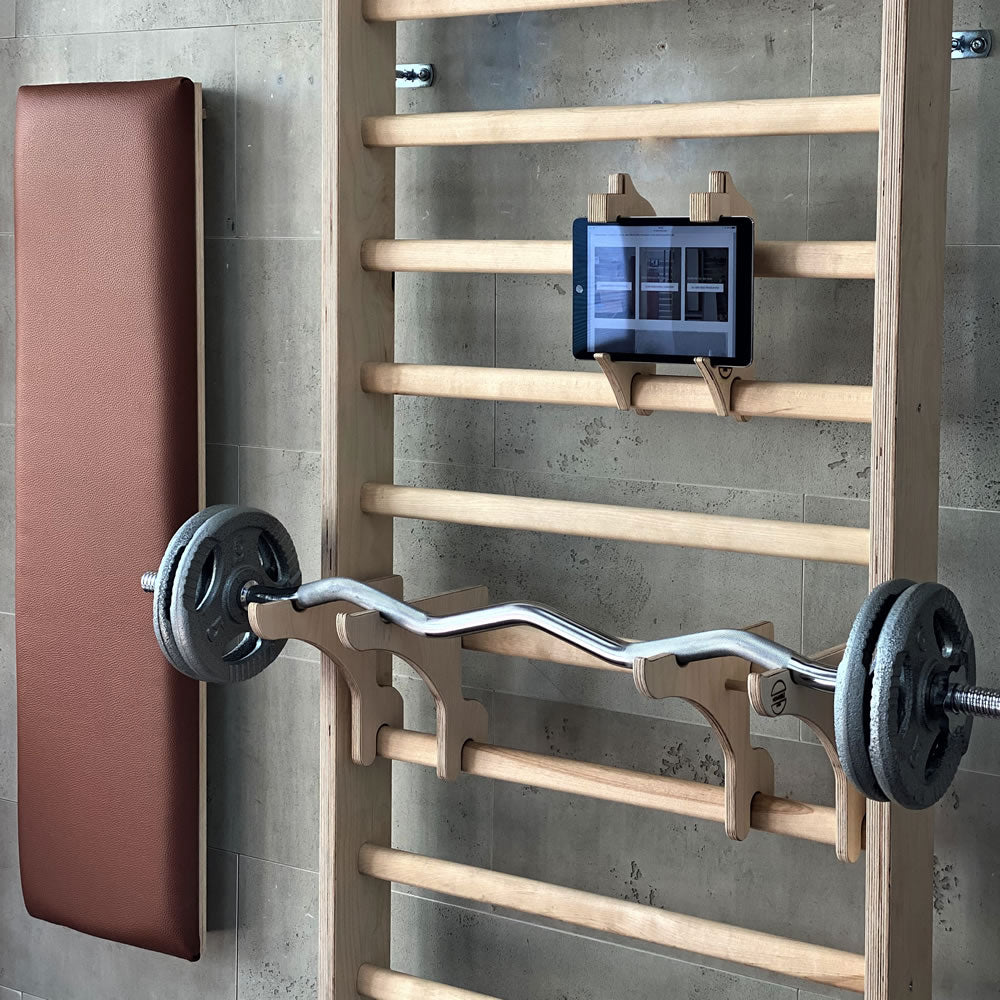 Heimholz Hantelhalter Birke für Sprossenwand