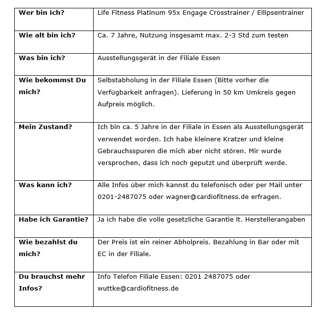 Life Fitness Crosstrainer 95X Engage™ Aussteller