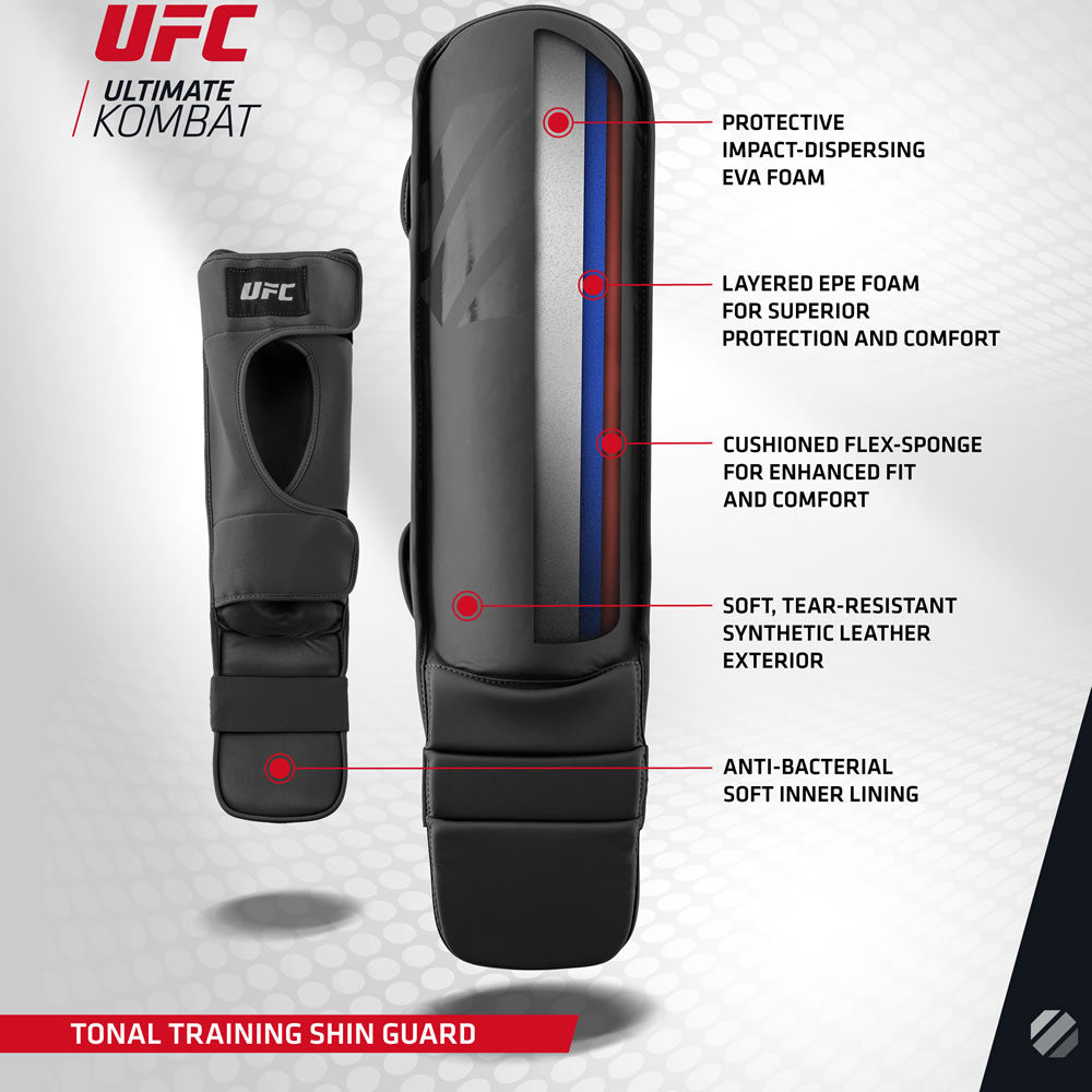 UFC PRO Tonal Grappling Shin Guard Schwarz Gr. XL