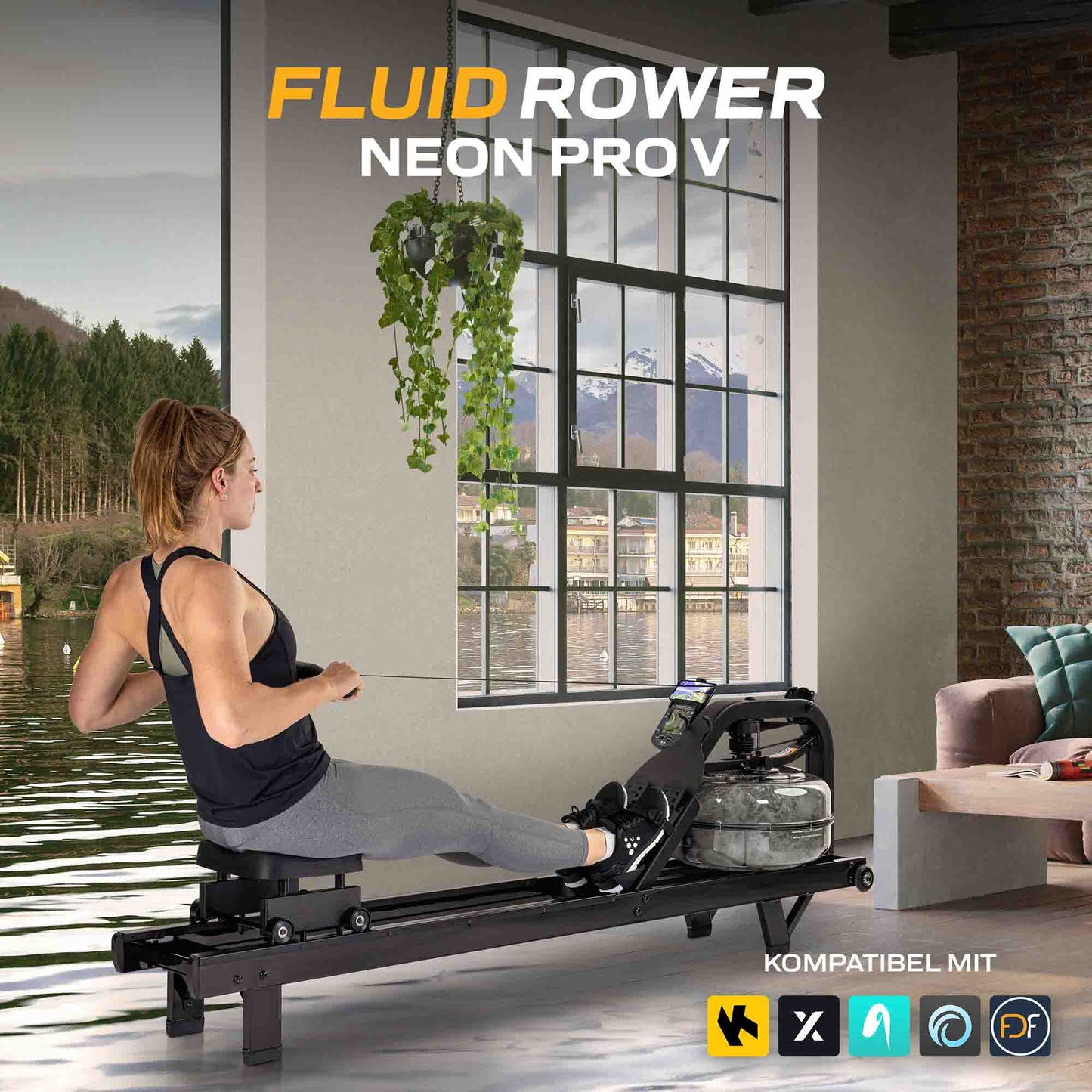 Fluid Rower Rudergerät NEON Pro V Black