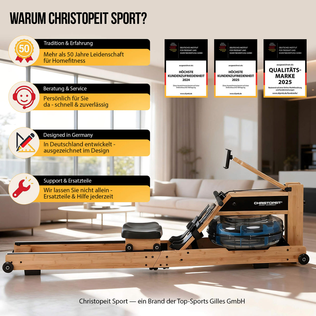 Christopeit Holz-Wasserrudergerät Colorado