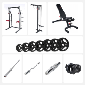 FUEL Fitness HR400 Home Gym Set mit Latzug, Hanteln und Hantelscheiben