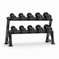 Spirit Fitness Round Rubber Kurzhantel 5 Paar Set mit Hantelablage
