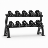 Spirit Fitness Round Rubber Kurzhantel 5 Paar Set mit Hantelablage