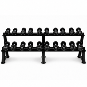 Spirit Fitness Round Rubber Kurzhantel Set mit Hantelablage