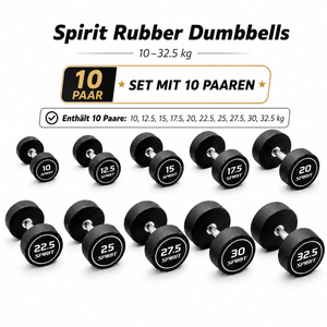 Spirit Fitness Round Rubber Kurzhantel Set mit Hantelablage