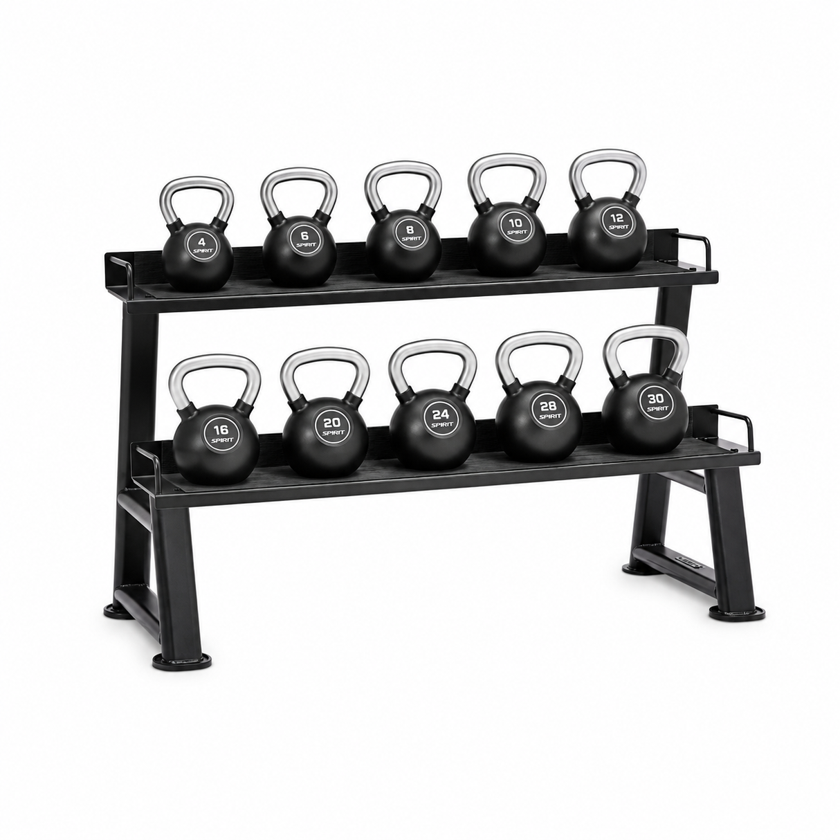 Spirit Fitness Rubber Encased Kettlebell Set inkl. Rack
