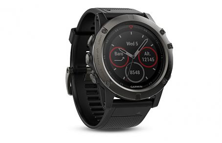 Garmin Laufuhr Fenix 5X Saphir Grau/schwarzes Armband