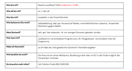 Nautilus Laufband T626 Aussteller