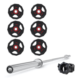 FUEL Fitness Olympia Langhantelset Diamond 80kg inkl. Hantelstange und Verschlüsse